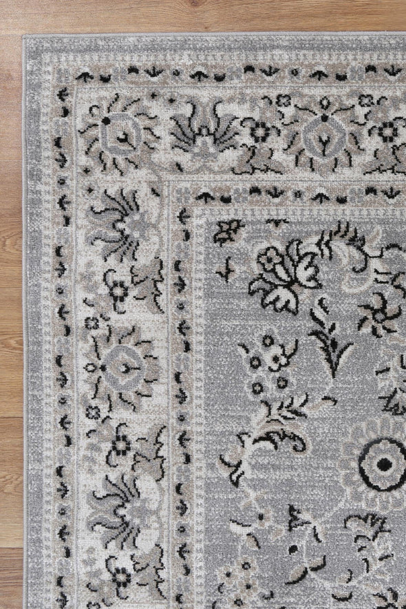 Oporto Hamburg Grey Traditional Soft Rug