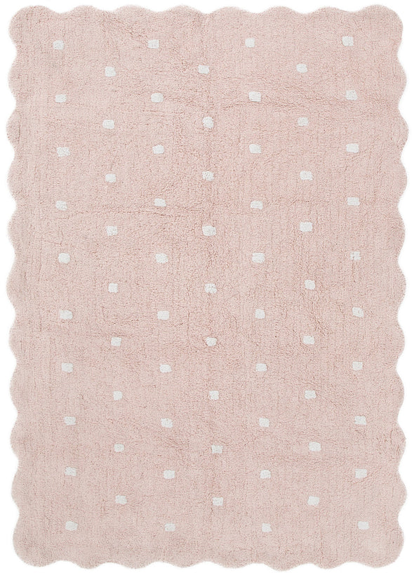 Mellow Rectangle Scalloped Kids Rug Blush Pink