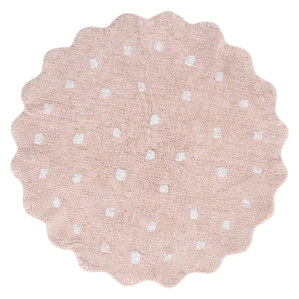 Mellow Round Scalloped Kids Rug Blush Pink