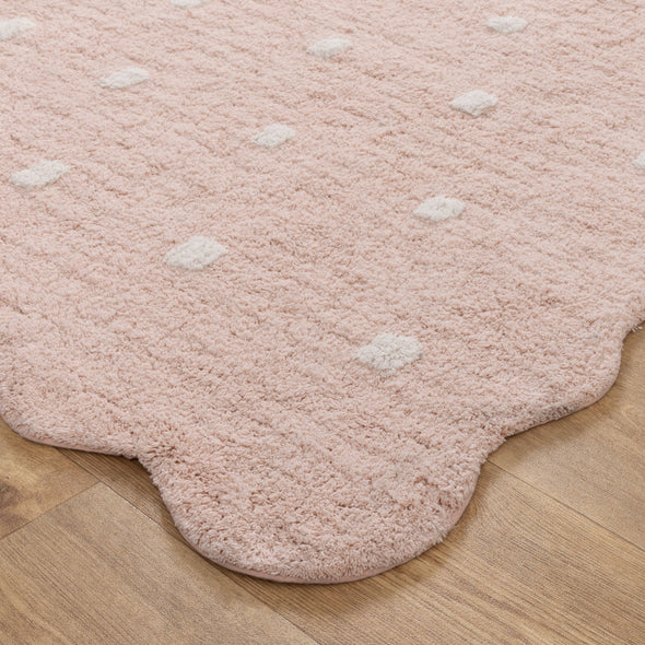 Mellow Round Scalloped Kids Rug Blush Pink