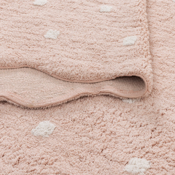 Mellow Round Scalloped Kids Rug Blush Pink