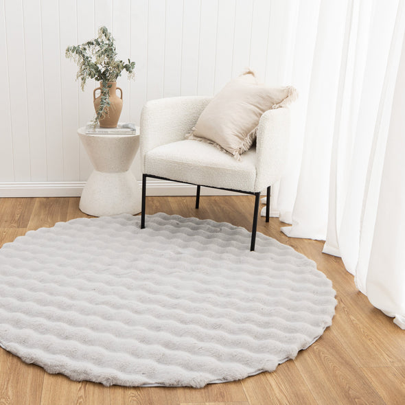 Purity Washable in Silver Round Rug