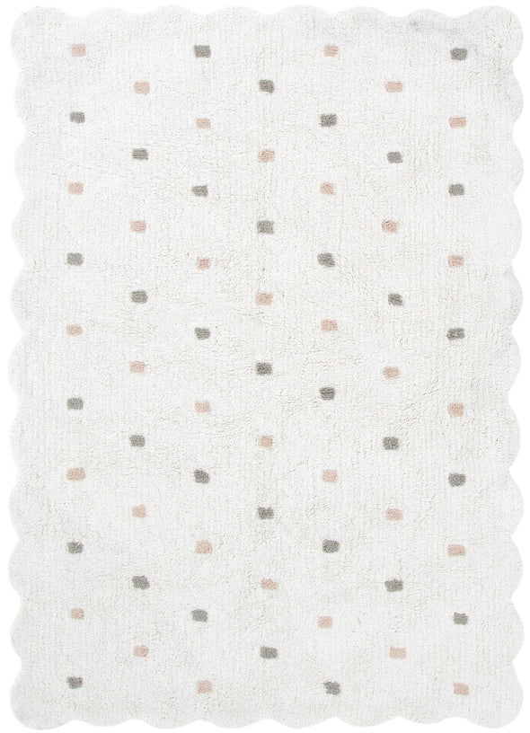 Mellow Rectangle Scalloped Kids Rug White & Multi