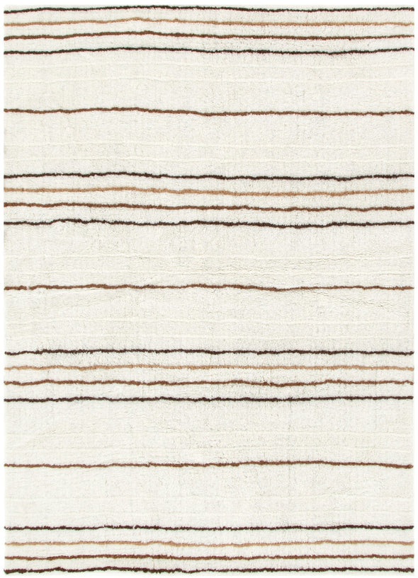 Highlands Beige Stripe Washable Wool Rug