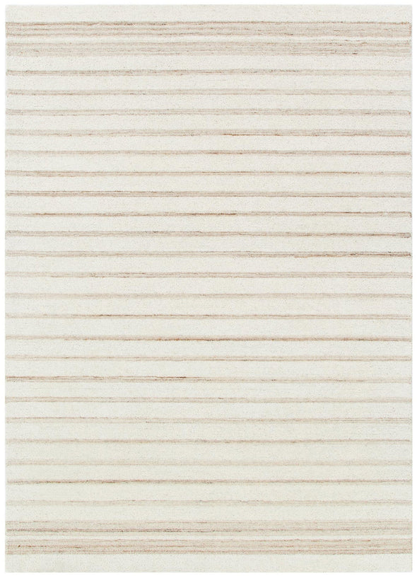 Praia Stripes Ivory Beige Wool Rug