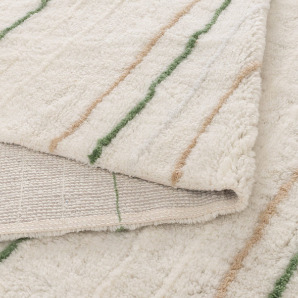 Highlands Olive Stripe Washable Wool Rug