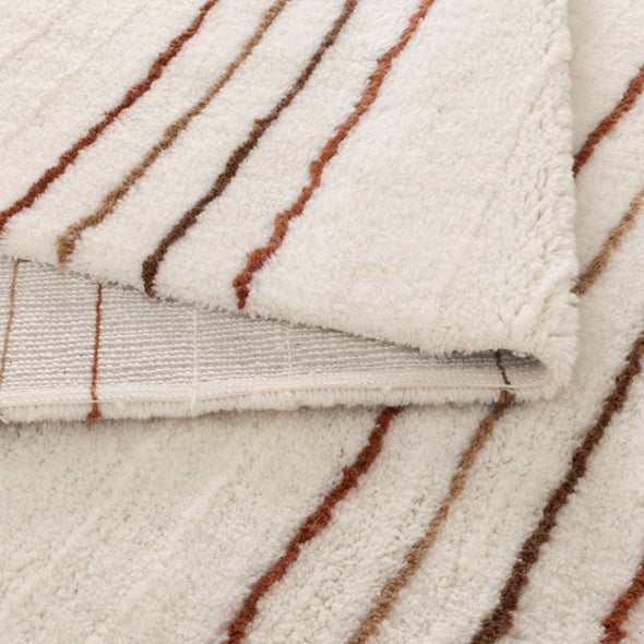 Highlands Terracotta Stripe Washable Wool Rug