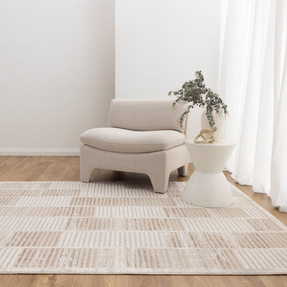 Trend Modern Stripes Grey and Beige Rug - T100