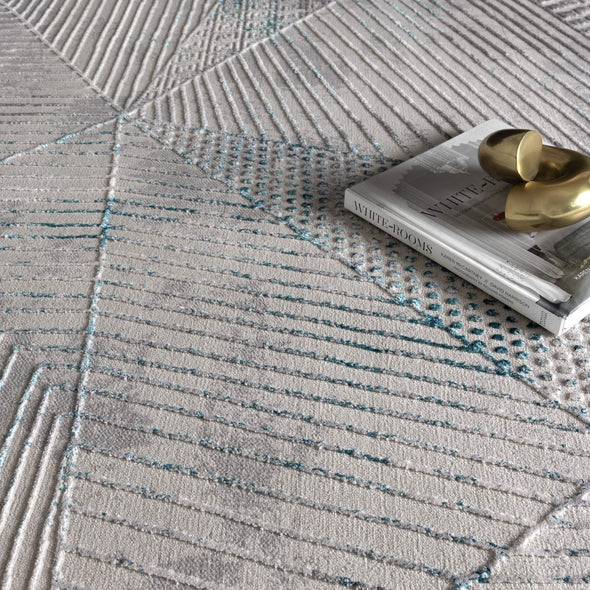 Vestige Geometric Grey Blue Rug