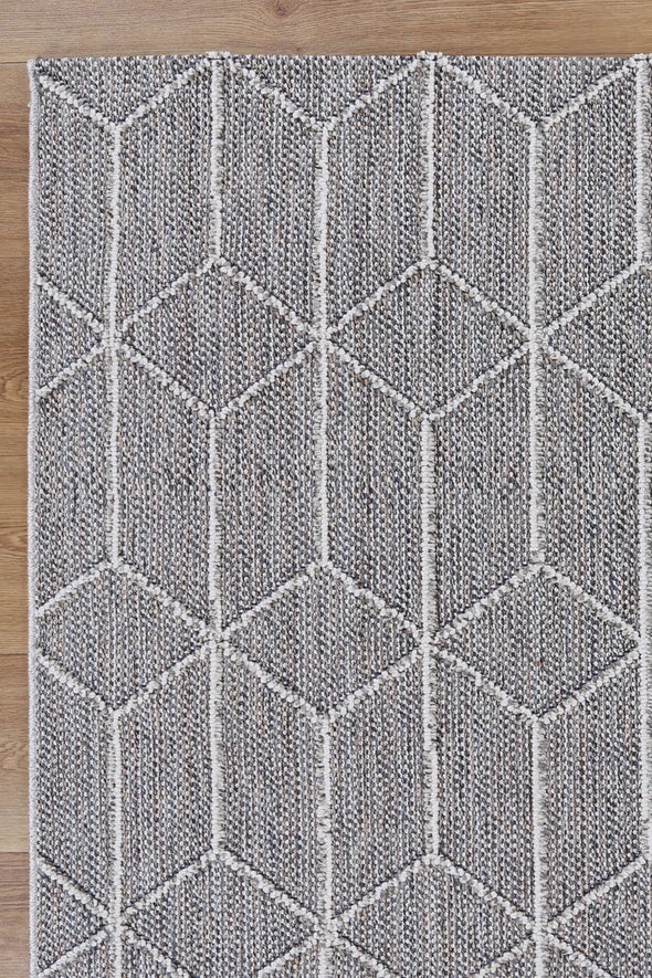 Vanuatu Sikua Grey Geometric Flatweave Rug