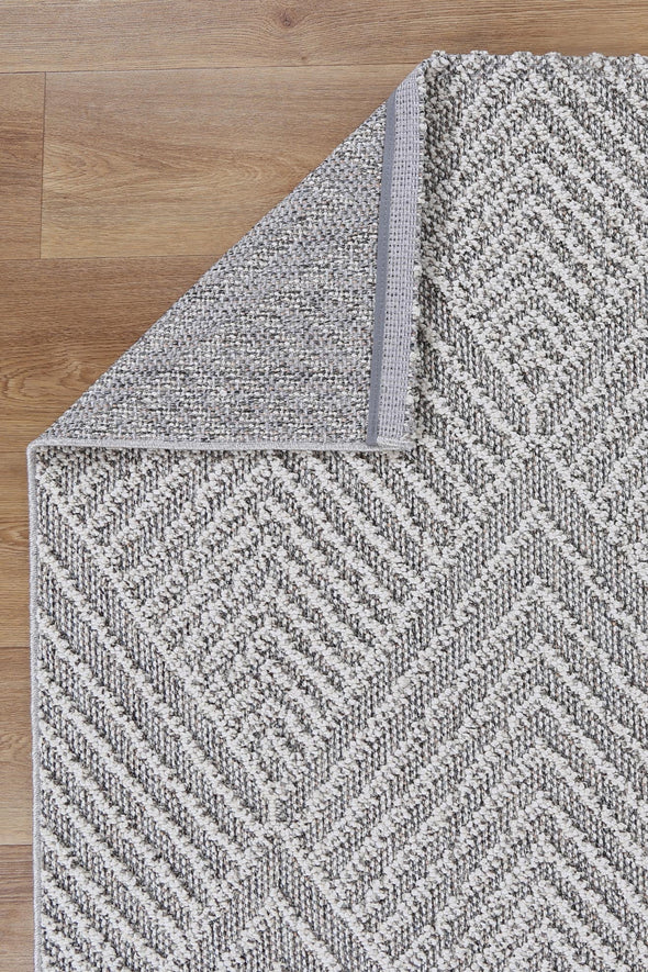 Vanuatu Kini Grey Geometric Flatweave Rug