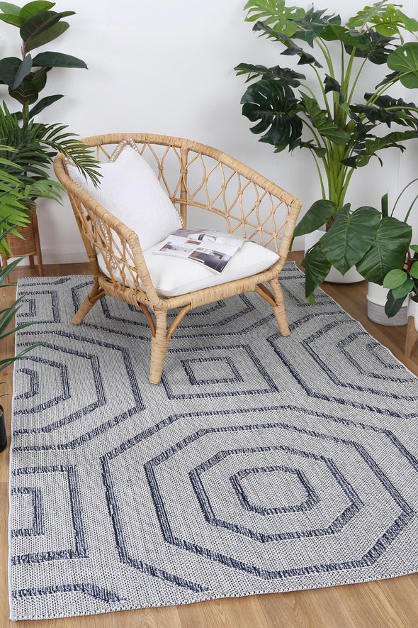 Vanuatu Hale Charcoal Geometric Flatweave Rug