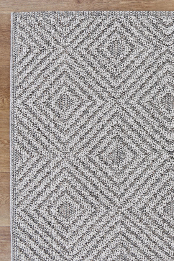 Vanuatu Fugui Grey Geometric Flatweave Rug