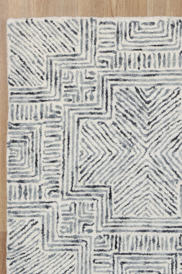 Sophia Geometric Ash Wool Rug