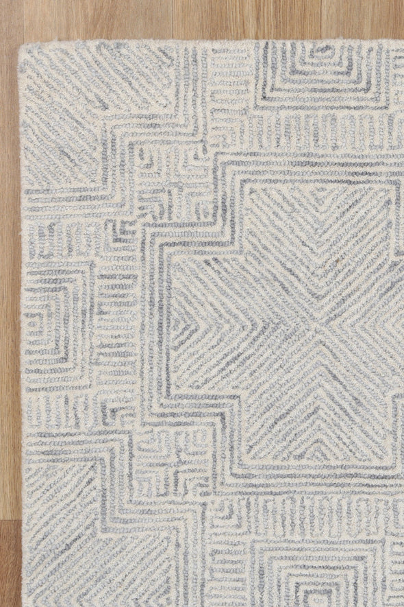 Sophia Geometric Grey Wool Rug