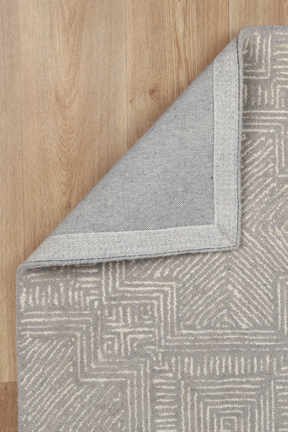 Sophia Geometric Charcoal Wool Rug