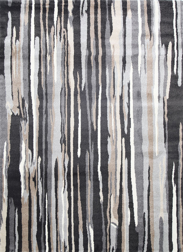 Morisot Striped Abstract Dark Brown Rug