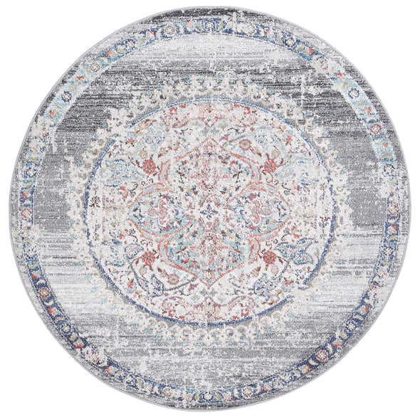Neptune Hollow Medalion Transitional Grey Round Rug