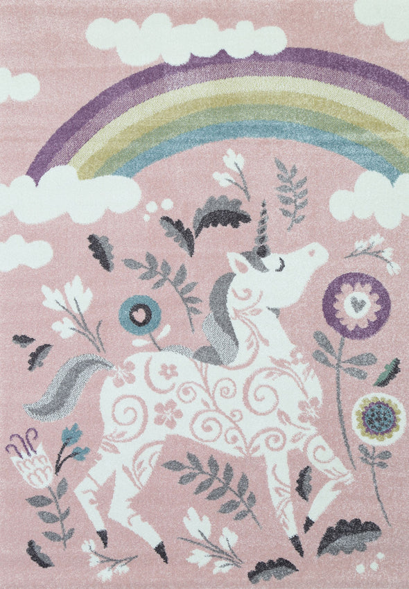 Nova Unicorn Kids Pink & Rainbow Rug