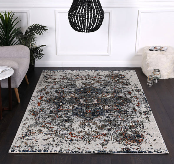 Roman Dubris Traditional Grey & Turquoise Rug