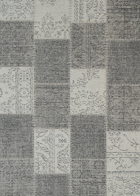 Bohemian patchwork grey distressed rug