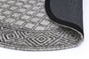 Alayah Diamond Trellis grey & taupe circle Rug folded photo black backing