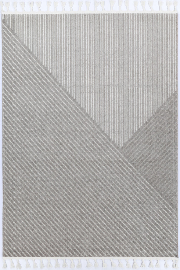 Angelos Geometric Cream & Grey Striped Rug