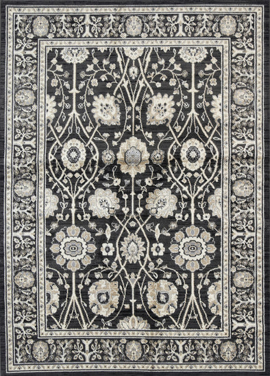 Old World Moche Traditional in Black & Grey Rug