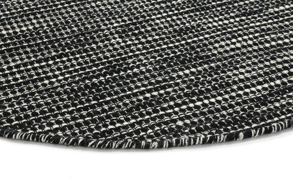 Scandi Black & White Reversible Wool Round Rug