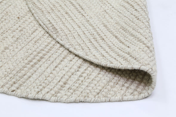 Scandi Beige Reversible Wool Round Rug