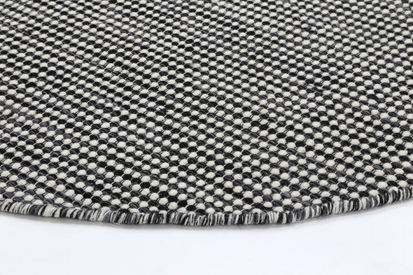 Scandi Charcoal Reversible Wool Round Rug