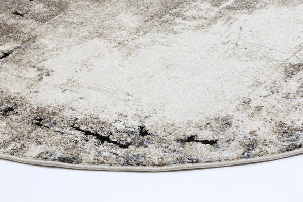 Vision Sandstone Abstract Grey & Beige Round Rug