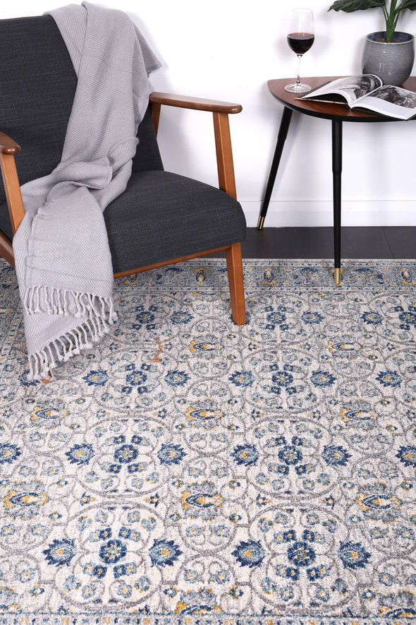Provance Picardy Traditional Blue & Grey Rug