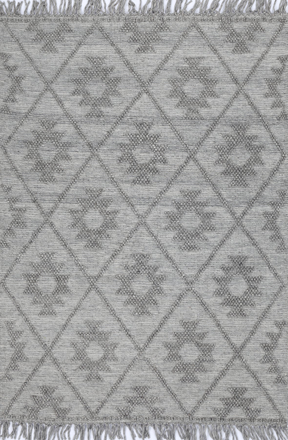 Marco Geometric Grey & Multi Wool Rug