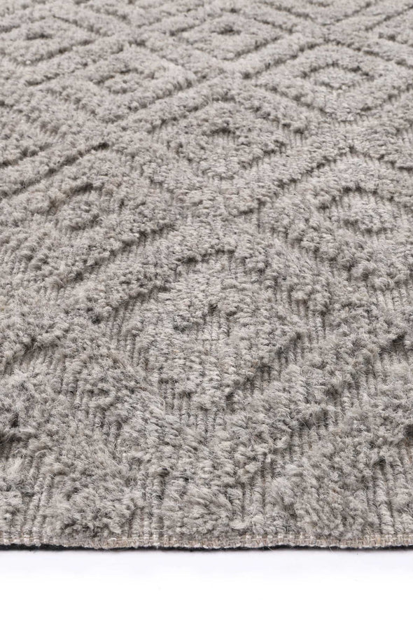 Kochi Ashley Geometric Grey Wool Rug