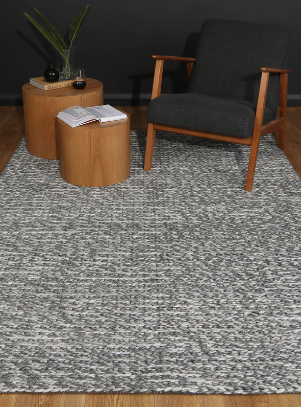 Zayna Cue Contemporary Charcoal Wool Rug