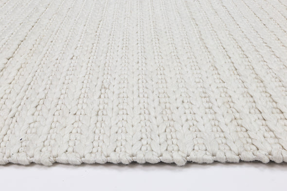 Zayna Cue Contemporary White Wool Rug