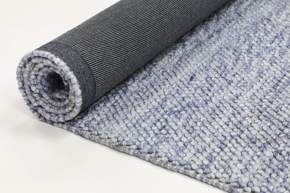 Zayna Loopy Contemporary Blue Wool Rug