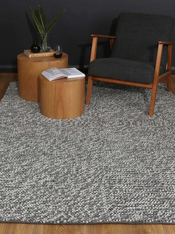 Zayna Loopy Contemporary Charcoal Wool Rug