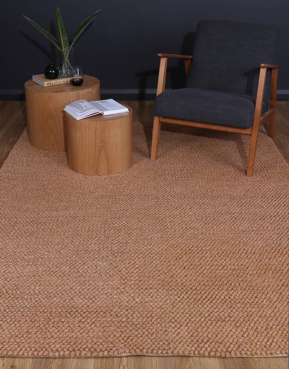 Zayna Loopy Contemporary Copper Wool Rug