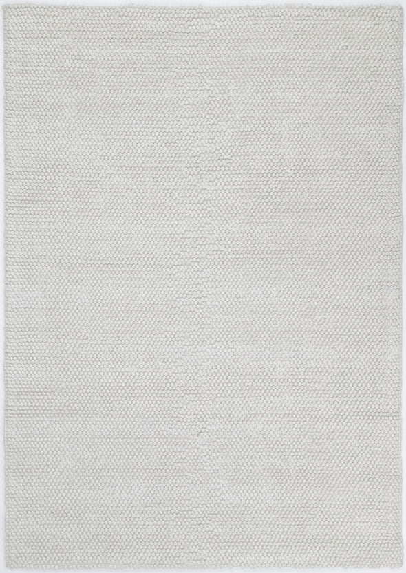 Zayna Loopy Contemporary White Wool Rug