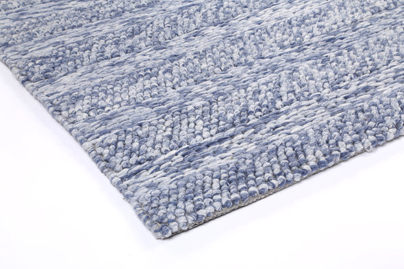 Zayna Ringlets Contemporary Blue Wool Rug