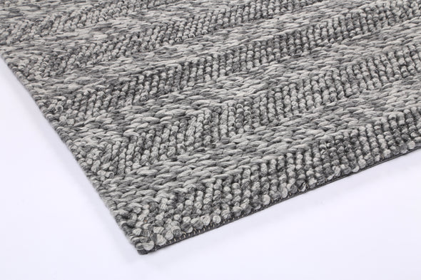 Zayna Ringlets Contemporary Charcoal Wool Rug
