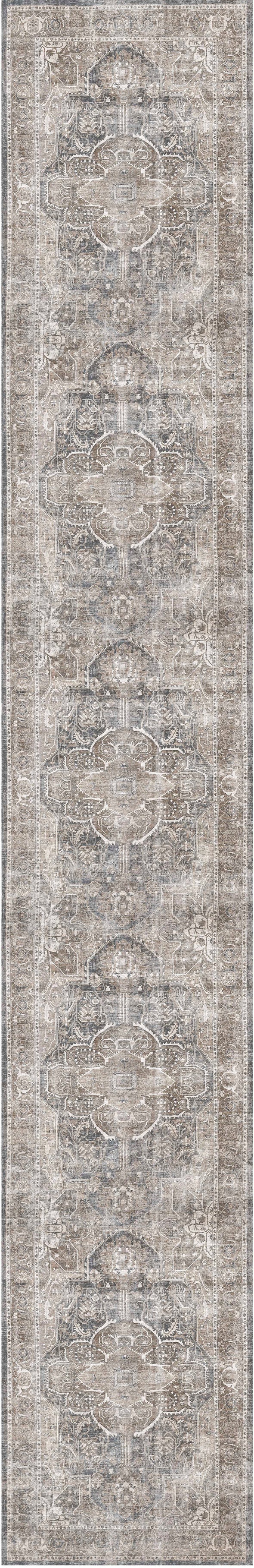 Distressed Vintage Kendra Ash Grey Runner Rug