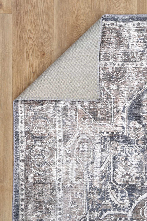 Distressed Vintage Kendra Ash Grey Runner Rug