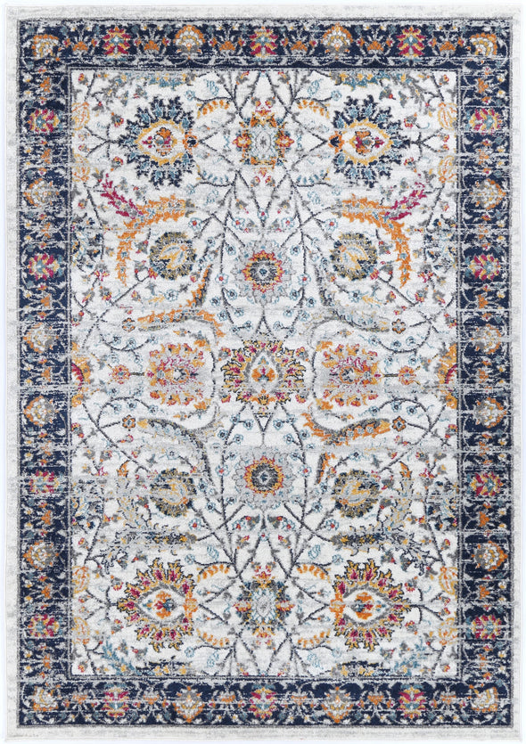Providence Tapestry Traditional Cream & Blue Rug