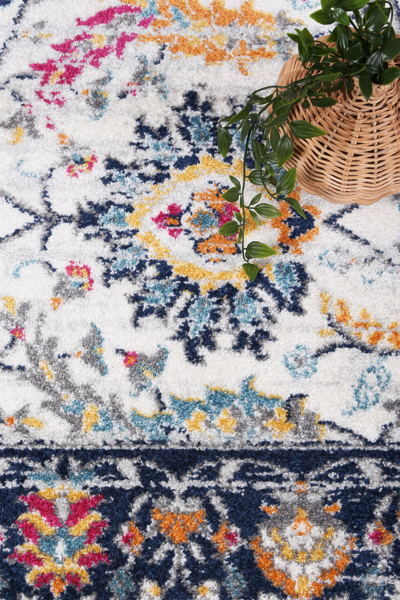 Shop Providence Tapestry Traditional Cream & Blue Rug Online in ...