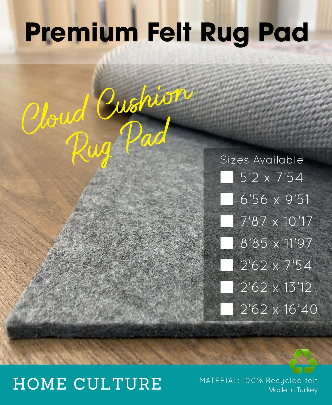 Home Culture RugPad - Premium 100% Recycled Felt 240 x 310cm – RugsDirect