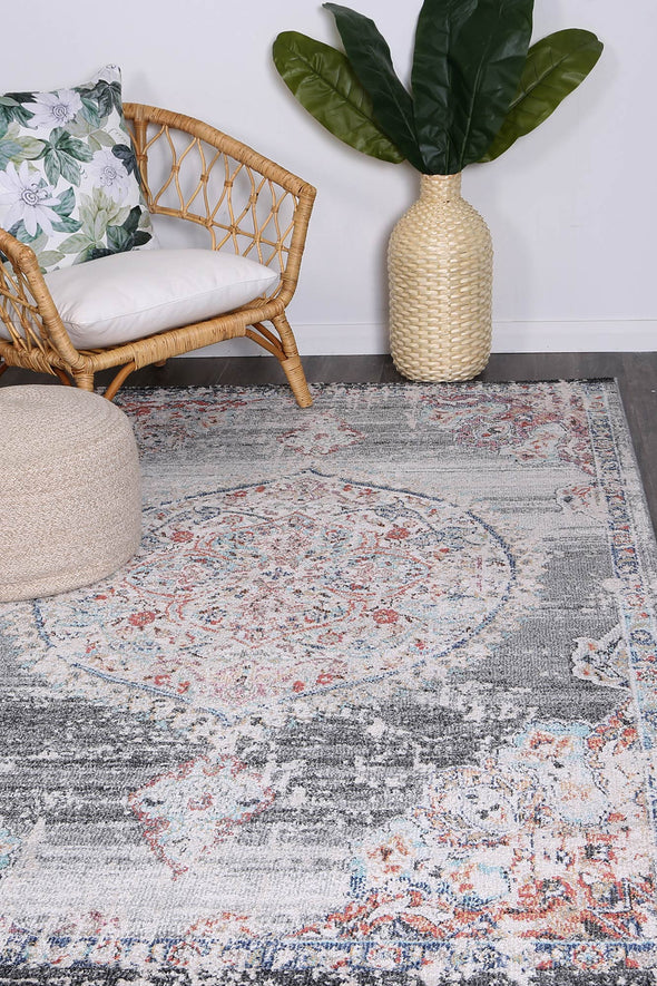 Neptune Hellow Medalion Transitional Grey Rug