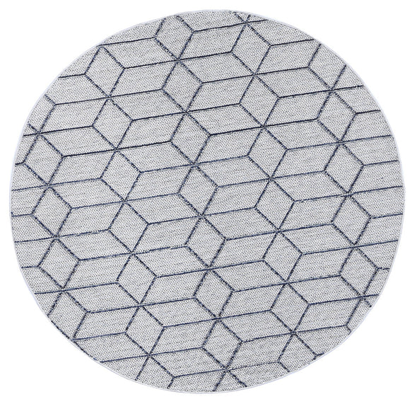 Lata Greenslade Geometric Charcoal Round Flatweave Rug